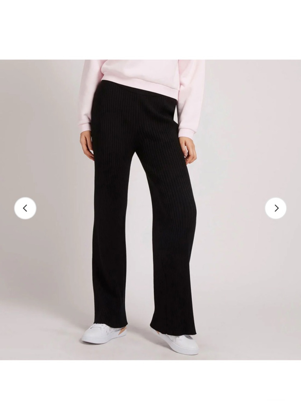 Guess Black Ribbed Wide-Leg Knit Pants